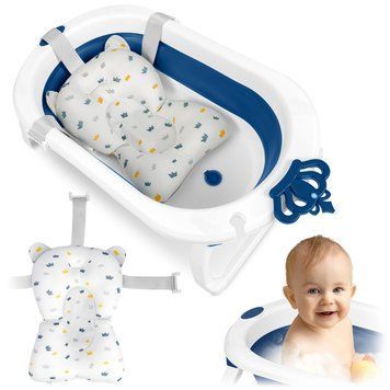 Складная ванночка для детей, младенцев с вкладышем Ricokids RK-286 бело-голубая (728600) jan_p7910 фото