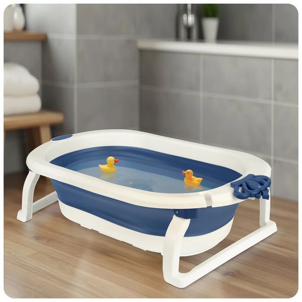 Складна ванночка для дітей, немовлят з вкладишем Ricokids RK-286 біло-блакитна (728600) jan_p7910 фото