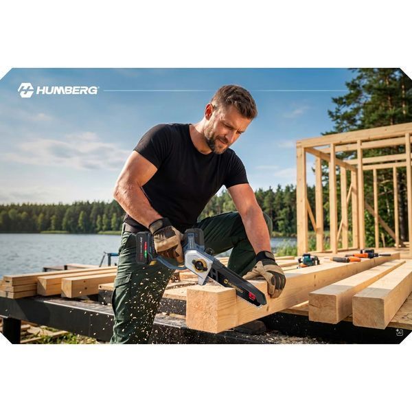 Акумуляторна ланцюгова пила 4,0Ah PRO для гілок 10&Prime; 8&Prime; Humberg HM-437 (543702) jan_p8548 фото