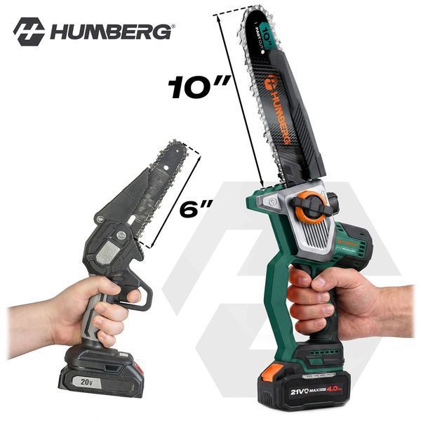 Акумуляторна ланцюгова пила 4,0Ah PRO для гілок 10&Prime; 8&Prime; Humberg HM-437 (543702) jan_p8548 фото