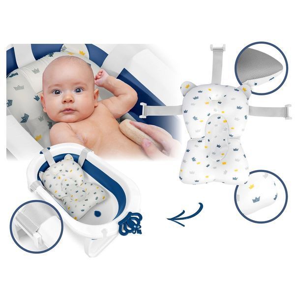 Складна ванночка для дітей, немовлят з вкладишем Ricokids RK-286 біло-блакитна (728600) jan_p7910 фото