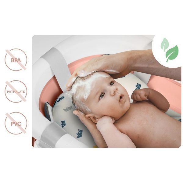 Складна ванночка для дітей, немовлят з вкладишем Ricokids RK-286 біло-рожева (728601) jan_p7909 фото
