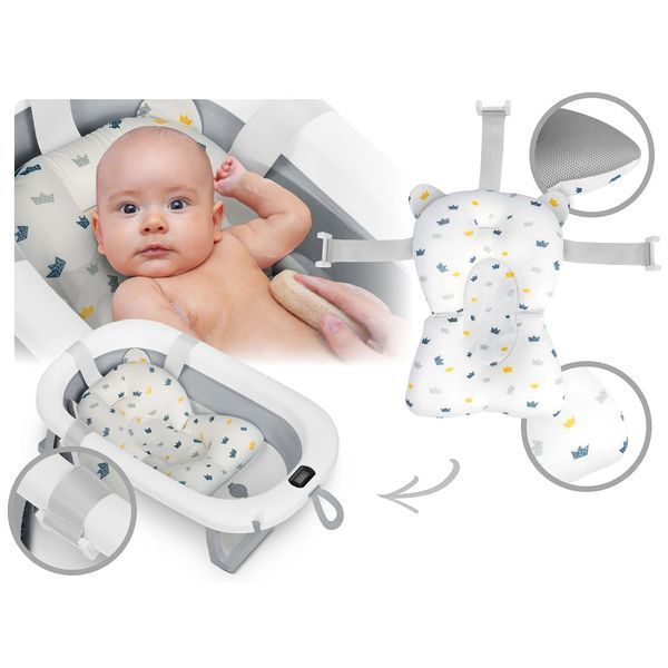 Складна ванночка для дітей, немовлят з термометром і вставкою Ricokids RK-287 біло-сіра (728702) jan_p7908 фото