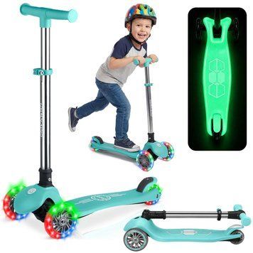 Триколісний балансирний самокат для дітей Ricokids Glow, що світиться в темряві, бірюзовий (765700) jan_p8037 фото
