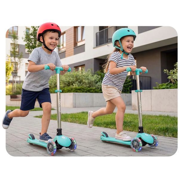 Триколісний балансирний самокат для дітей Ricokids Glow, що світиться в темряві, бірюзовий (765700) jan_p8037 фото