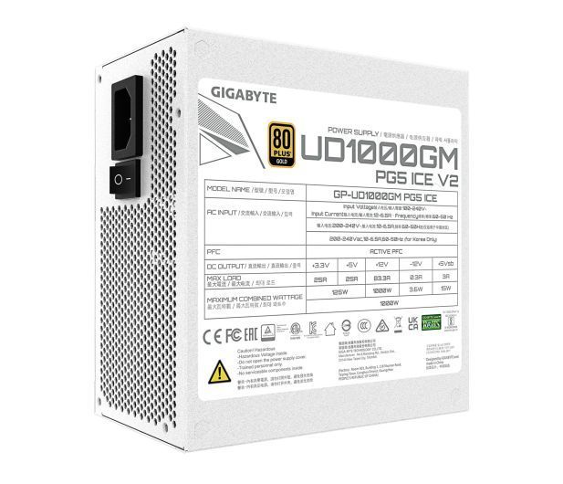 Блок живлення Gigabyte UD1000GM PG5 ICE 1000W 80 Plus Gold ATX 3.1 (GP-UD1000GM PG5 ICE) xk_1362957 фото