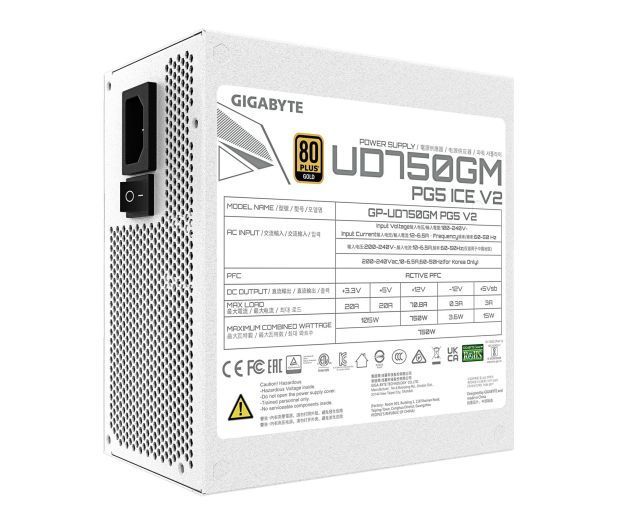Блок живлення Gigabyte UD750GM PG5 ICE 750W 80 Plus Gold ATX 3.1 (GP-UD750GM PG5 ICE) xk_1362960 фото