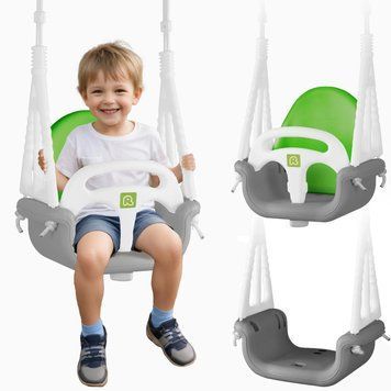 Гойдалка-трансформер Слоник 3в1 Ricokids сіро-зелена (770001) jan_p7192 фото