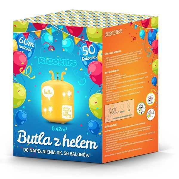 Баллон с гелием 0,42 м3 с шарами и лентой Ricokids (799100) jan_p4537 фото