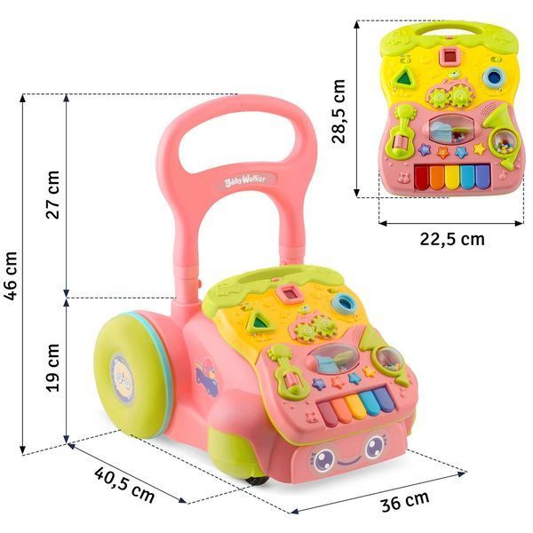 Розвиваючі ходунки-каталка з музикою 2в1 RK-744 Ricokids рожевий (774402) jan_p6437 фото
