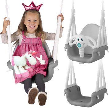 Гойдалка-трансформер Слоник 3в1 Ricokids сіро-біла (770200) jan_p5314 фото