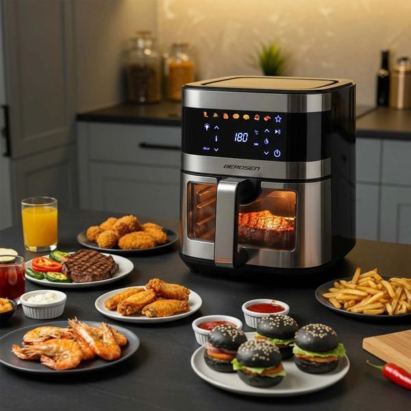 Мультипіч Air fryer велика фритюрниця 9,1 л Berdsen 1700 W BD-656 срібляста (365600) jan_p7853 фото