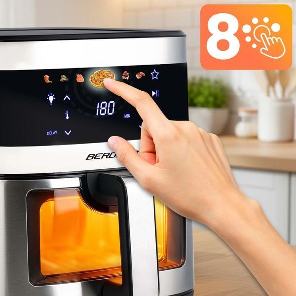 Мультипіч Air fryer велика фритюрниця 9,1 л Berdsen 1700 W BD-656 срібляста (365600) jan_p7853 фото