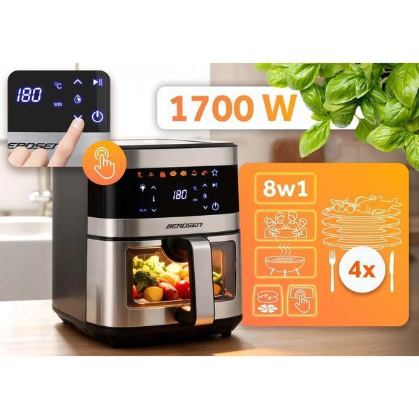 Мультипіч Air fryer велика фритюрниця 9,1 л Berdsen 1700 W BD-656 срібляста (365600) jan_p7853 фото