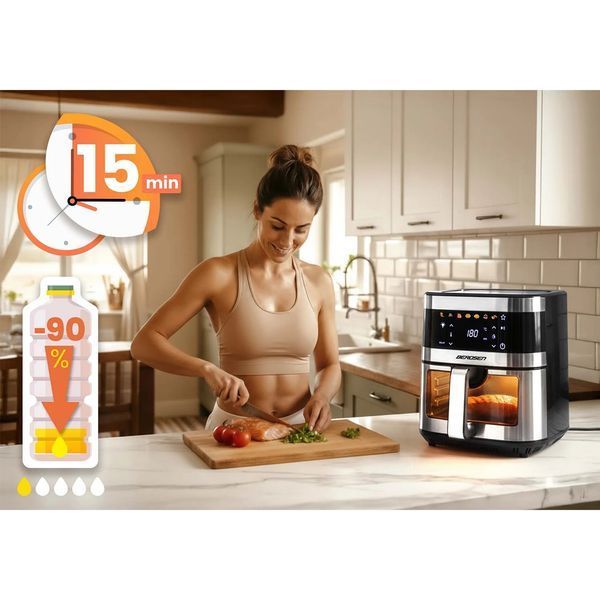 Мультипіч Air fryer велика фритюрниця 9,1 л Berdsen 1700 W BD-656 срібляста (365600) jan_p7853 фото