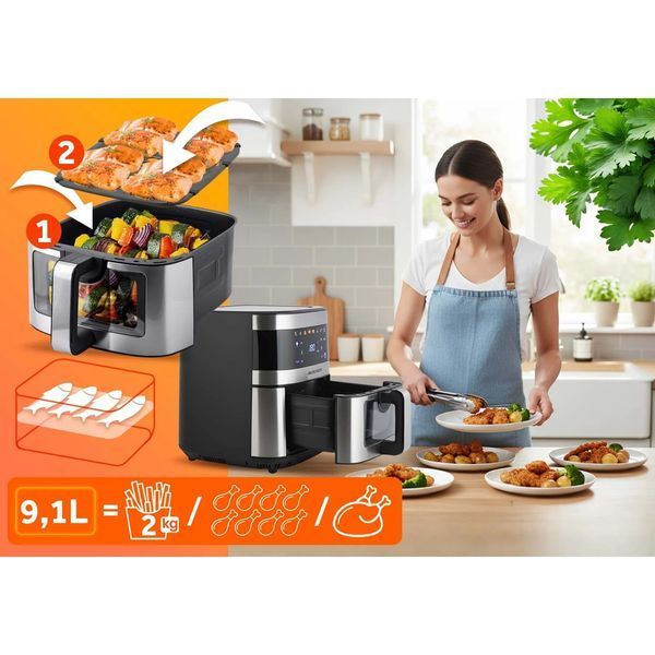 Мультипіч Air fryer велика фритюрниця 9,1 л Berdsen 1700 W BD-656 срібляста (365600) jan_p7853 фото