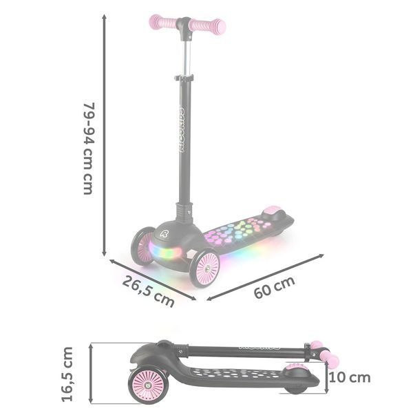 Триколісний балансирний самокат для дітей Ricokids Glowi з LED підсвіткою чорний з рожевим (766101) jan_p8180 фото