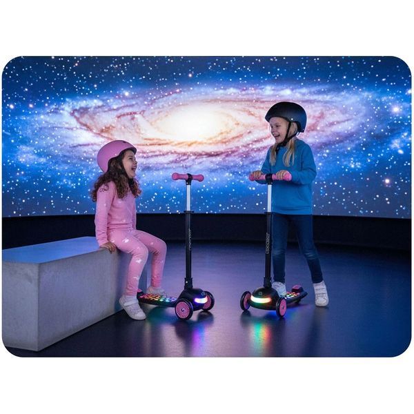 Триколісний балансирний самокат для дітей Ricokids Glowi з LED підсвіткою чорний з рожевим (766101) jan_p8180 фото