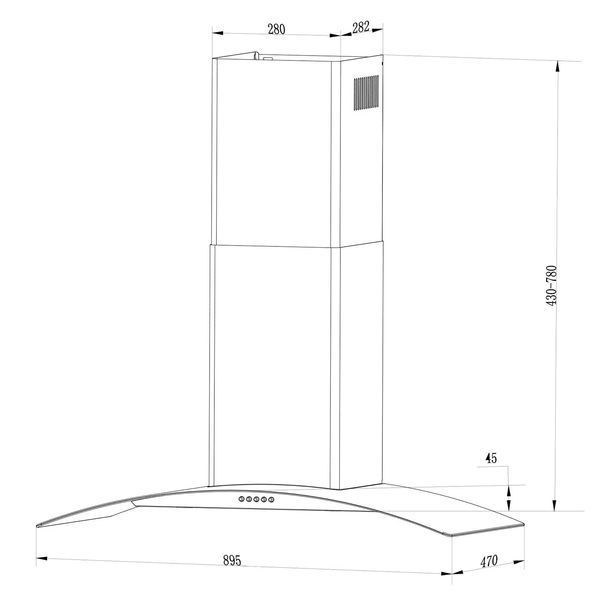 Витяжка кухонна камінна 90 см Berdsen BT-223 INOX (3223) jan_p387 фото