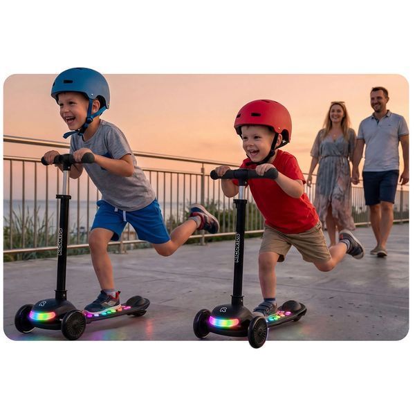 Триколісний балансирний самокат для дітей з LED Ricokids Glowi - чорний (766100) jan_p8179 фото
