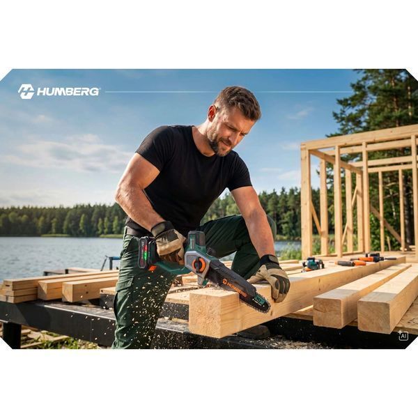 Акумуляторна ланцюгова пила 2x2,0 Ah PRO, гілкоріз 10&Prime; 8&Prime; Humberg HM-437 (543712) jan_p8551 фото