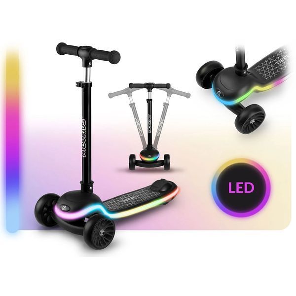 Триколісний балансирний самокат для дітей Ricokids Leddi LED чорний (766000) jan_p8176 фото
