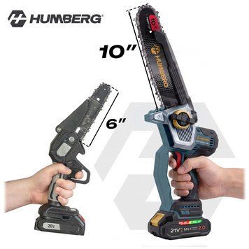 Акумуляторна ланцюгова пила 2x2,0 Ah PRO, гілкоріз 10&Prime; 8&Prime; Humberg HM-437 (543710) jan_p8549 фото